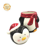 Christmas Santa Penguin Porcelain Container with Lid