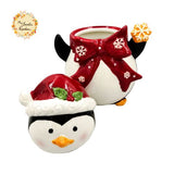 Christmas Santa Penguin Porcelain Container with Lid