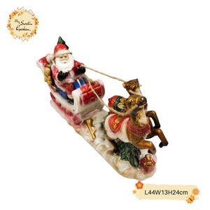 Christmas Santa Sleigh LED Large Ceramic Decorations