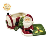 Christmas Santa Vehicle Porcelain Containers with Lid