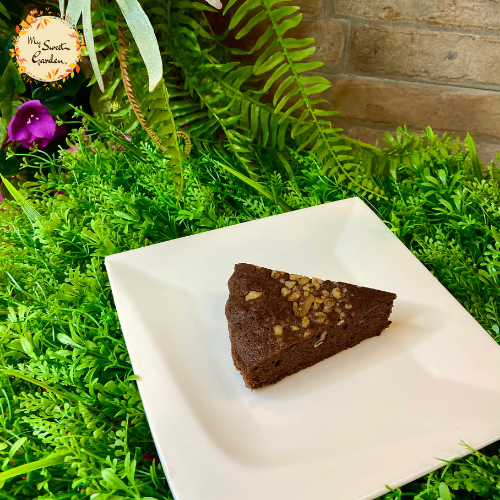 Sliced Walnut Brownie Butter Cake