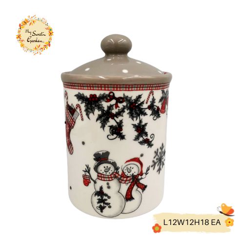 Christmas Snowman Porcelain Round Containers with Lid