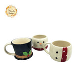 Christmas Snowman Trio Set Porcelain Cups