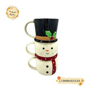 Christmas Snowman Trio Set Porcelain Cups