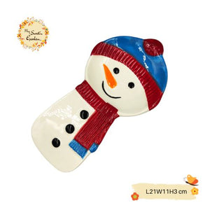 Christmas Snowman (Spoon-shaped) Porcelain Serving Plate