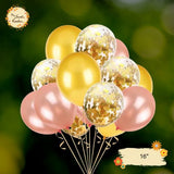 [TRIO] Beige, Gold, Confetti Gold Helium Latex Balloon