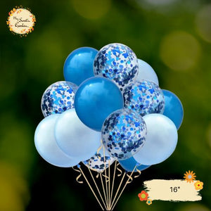[TRIO] Blue Sky, Blue Cerulean, Confetti Blue Helium Latex Balloon
