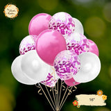 [TRIO] Pink Fuscia, White, Confetti Pink Fuscia Helium Latex Balloon