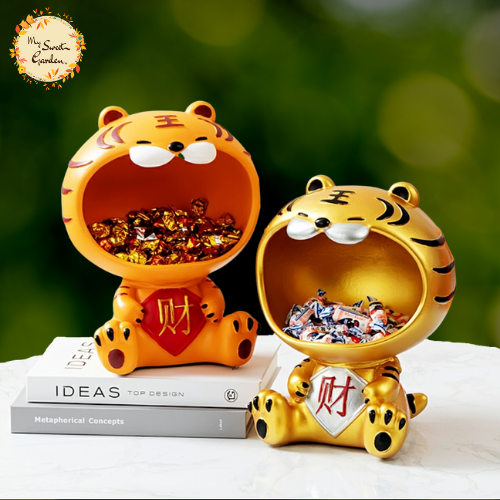 Tiger with Open Mouth as Storage Box Statue Decoration