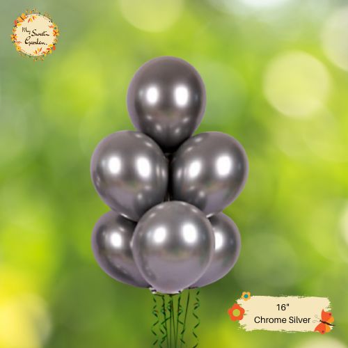 [UNO] Chrome Silver Helium Latex Balloon