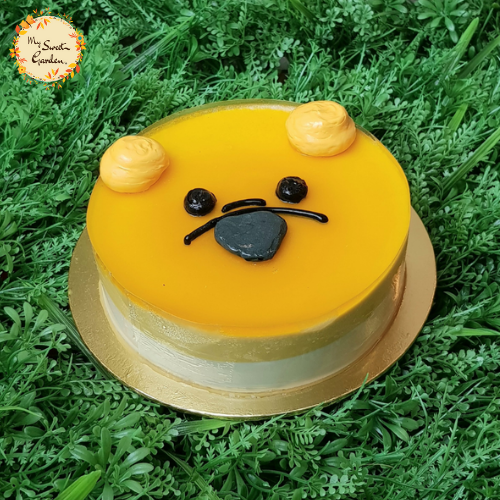 Mango White Chocolate Mousse Cake with Artistic Bear