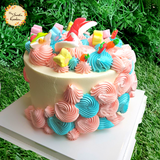 Annika Unicorn Artistic Cake with Drawn Eyes & Mini Unicorn (Pink)