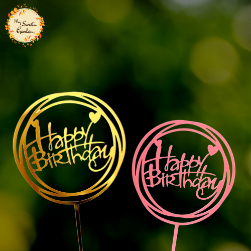 Circle Happy Birthday with Hearts Acrylic Insert