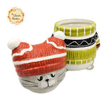 Christmas Winter Cat Porcelain Containers with Lid