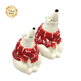 Christmas Winter Polar Bears (Full Body) Porcelain Containers with Lid