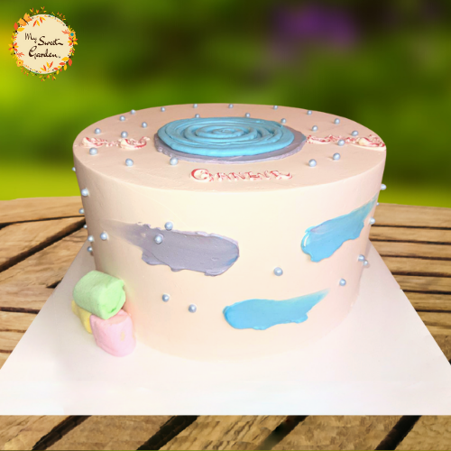 DIY Brushstroke Buttercream Painted Cake Base